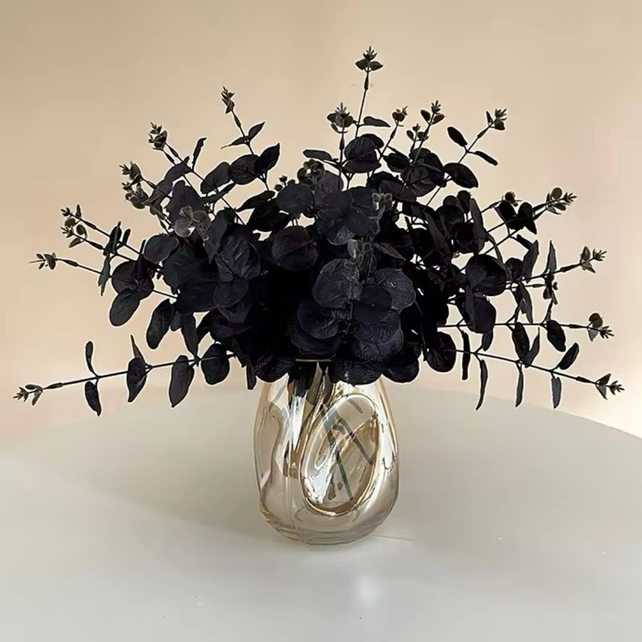 Artificial Black Eucalyptus Stems for Home Halloween Farmhouse Decor Faux Eucalyptus Leaves Branches Gothic Bathroom